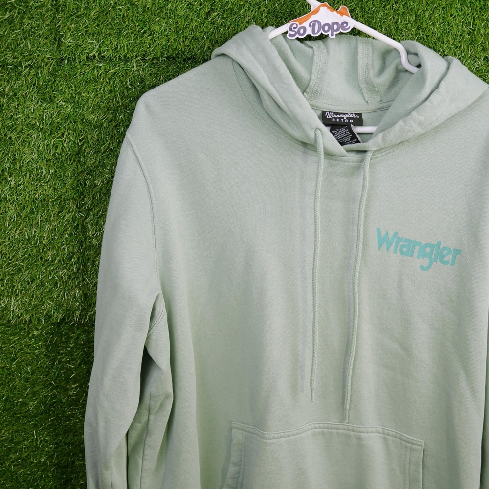 Wrangler Retro Hoodie Sage Green Logo Graphic Pullover - Womens Size XXL